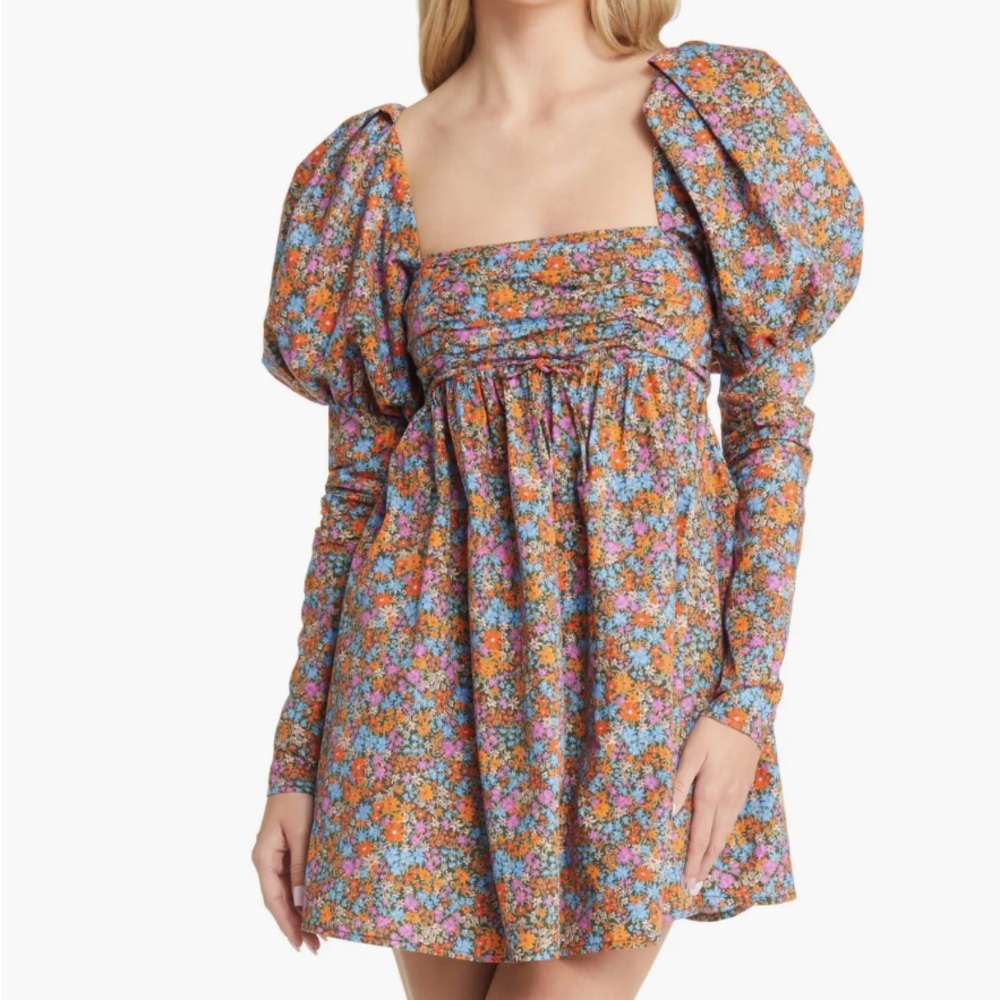 For Love And Lemons Brittany Mini Dress in Blue